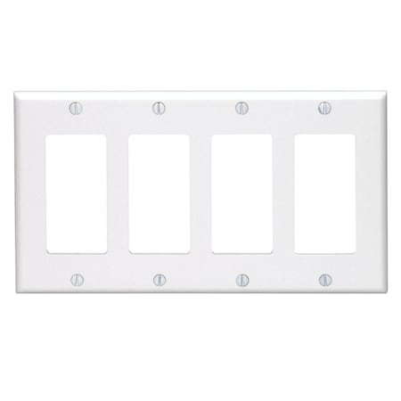 Leviton Leviton White 4 gang Thermoset Plastic Decorator Wall Plate 1 pk 80412-00W